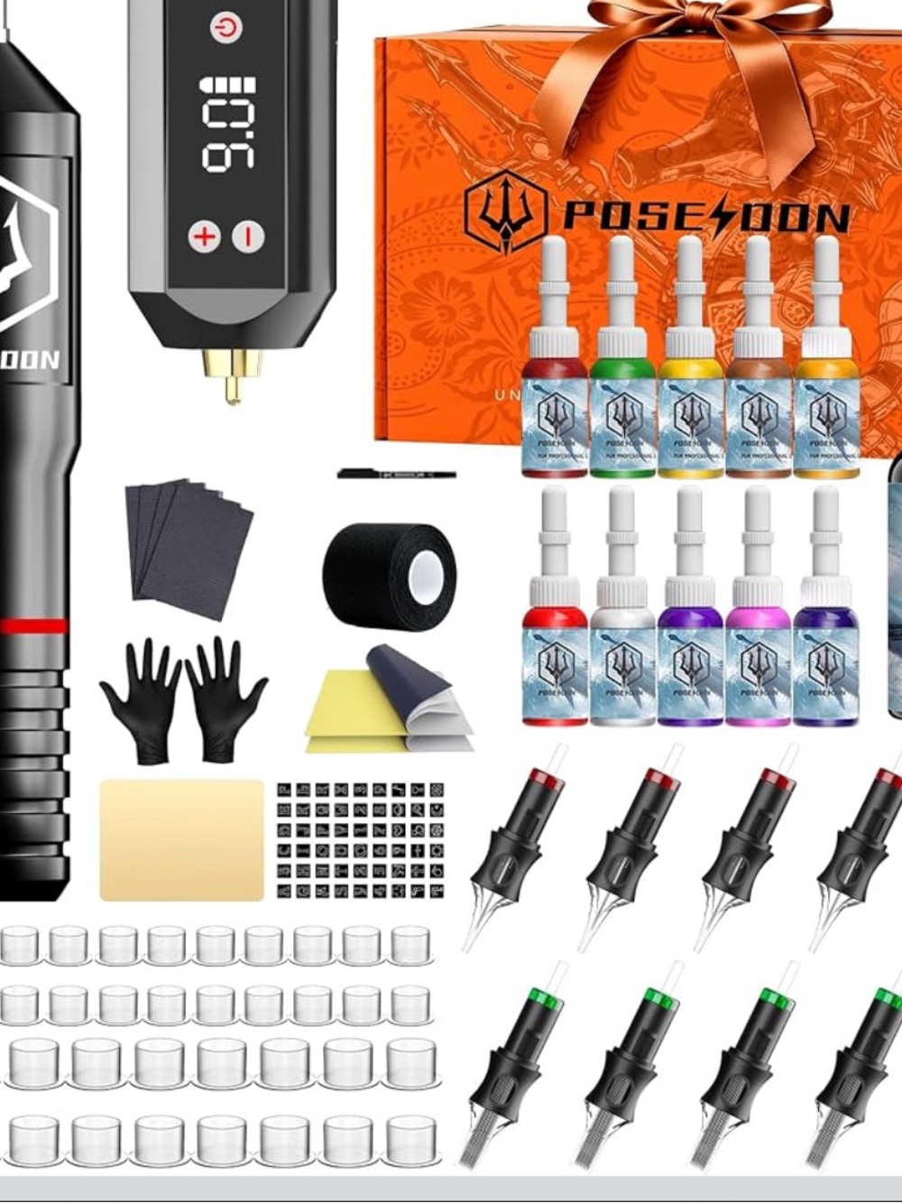 New set POSEIDON Wireless Rotary Tattoo Gun Kit with Pen Machine